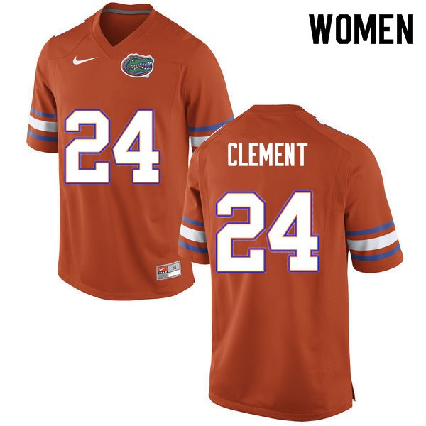 Women #24 Iverson Clement Florida Gators College Football Jersey Orange